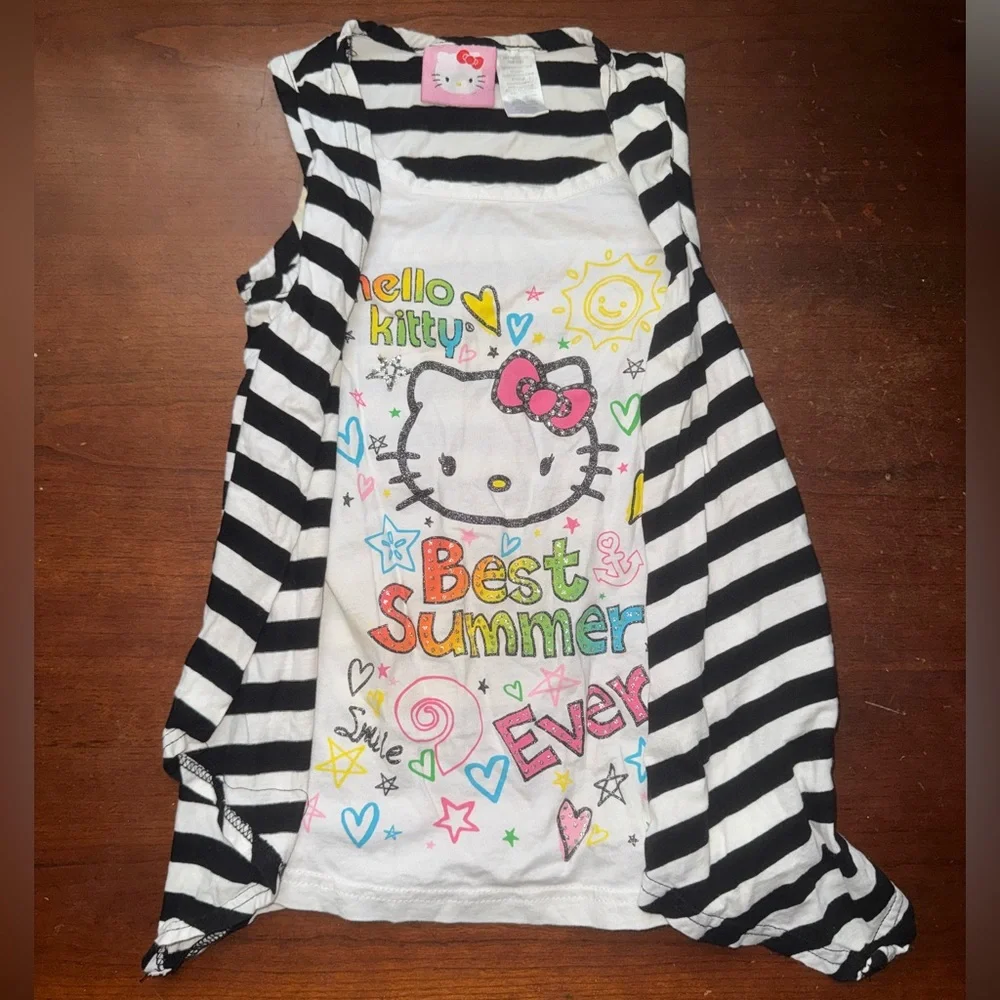 Hello Kitty Y2K Gorls Top with Built in Flowy Top Size 6/6x
